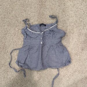 Brandy Melville Blue and White Striped Tank Top